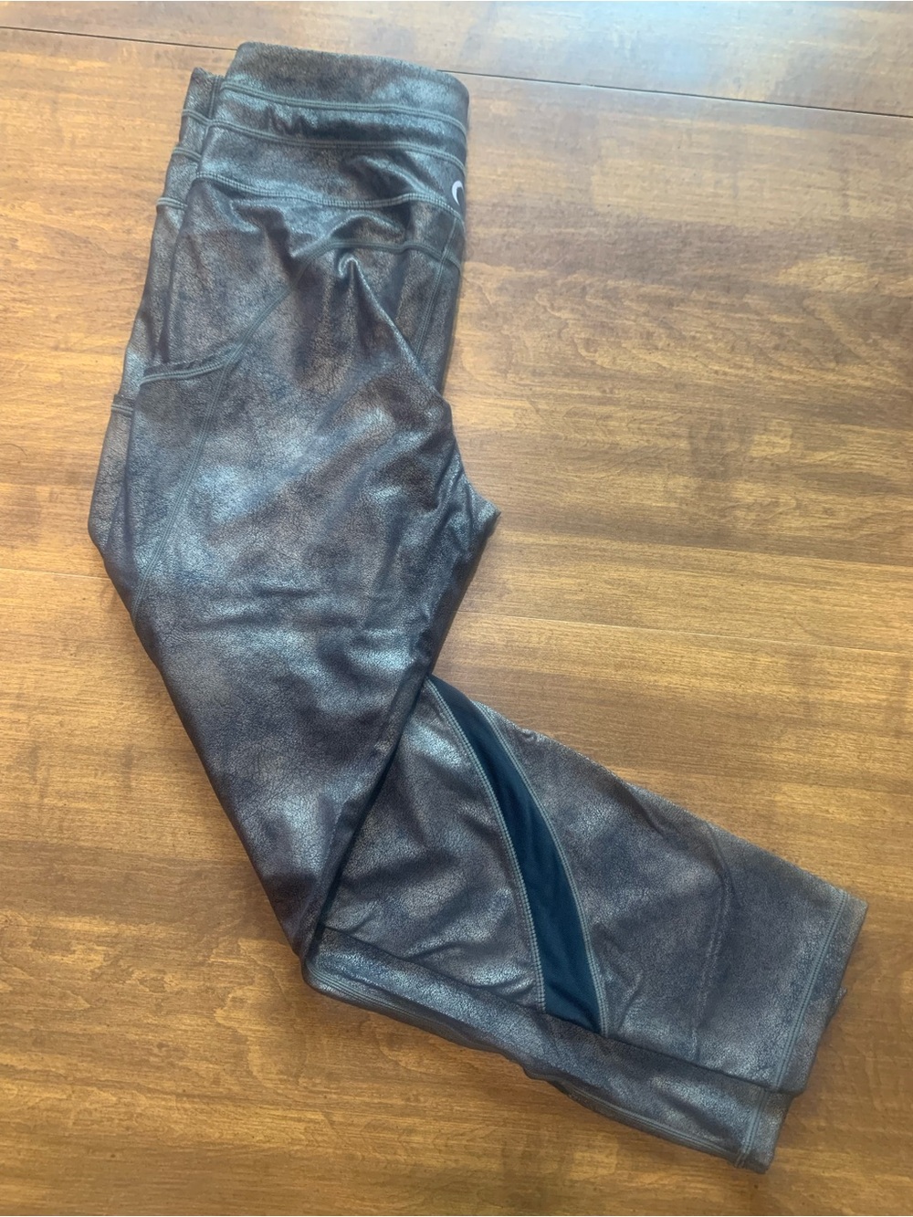 ZYIA Shimmery Copper Leggings with Black Mesh Detail